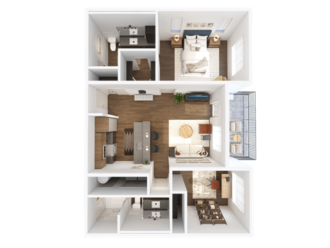 Floor plan for 2 beds, 2 baths, 1006 sqft